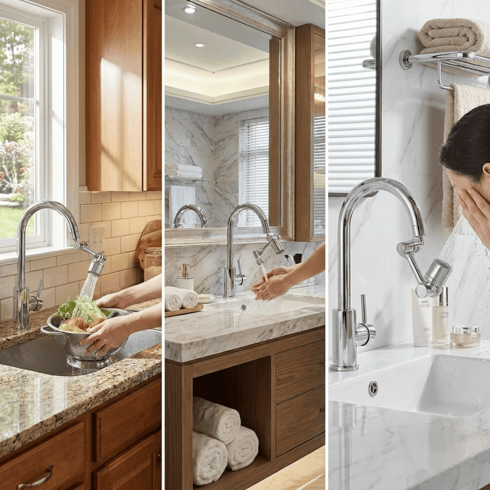 1080° Rotating Faucet Extender – Splash Filter (Silver)