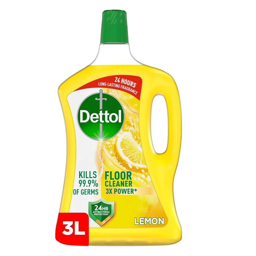 Dettol Lemon Antibacterial Floor Cleaner 3L – Kills 99.9% of Germs with Fresh Lemon Scent