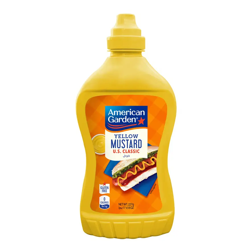 American Garden U.S. Mustard Original – Classic Yellow Mustard, 8oz Squeeze Bottle