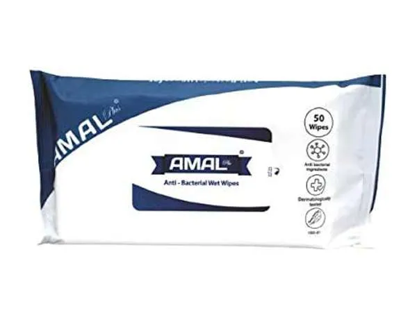 Amal Plus Antibacterial Wet Wipes 50 Sheet