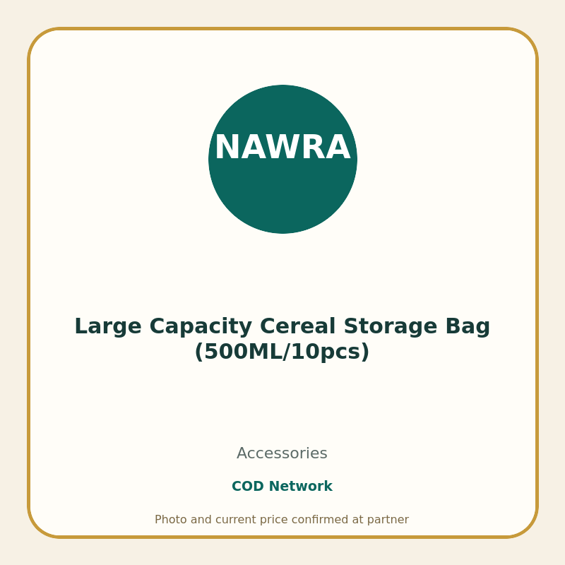 Large Capacity Cereal Storage Bag (500ML/10pcs)
