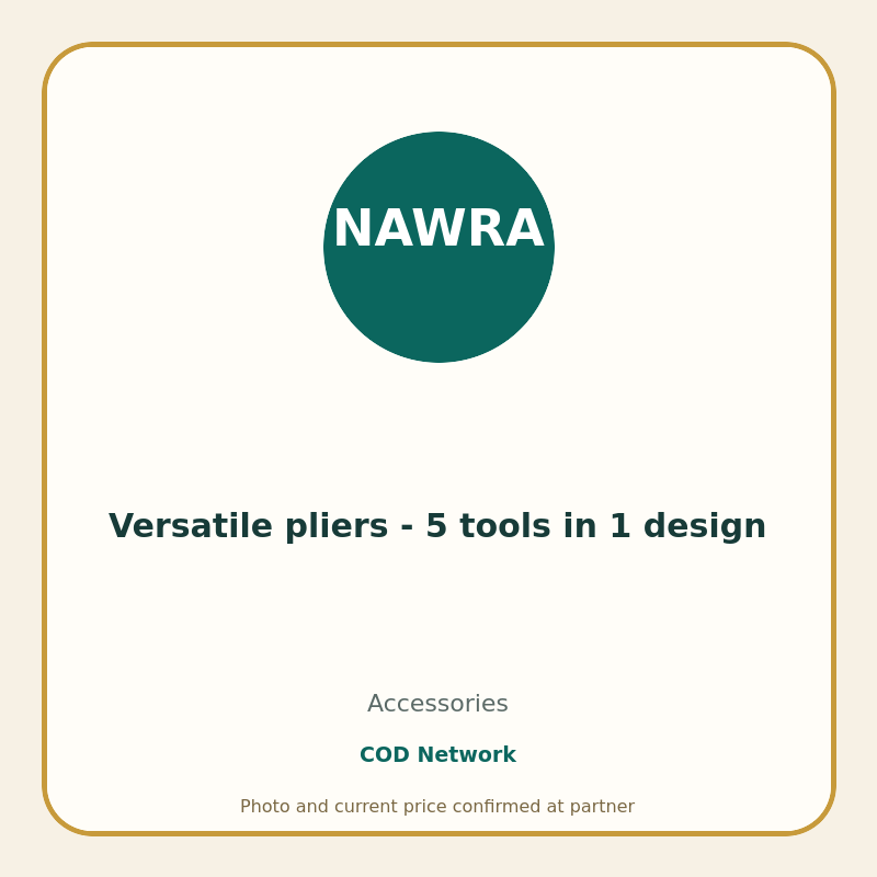Versatile pliers - 5 tools in 1 design