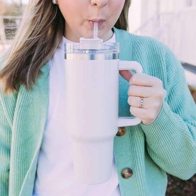 40oz Tumbler with Handle Insulated Stainless Steel