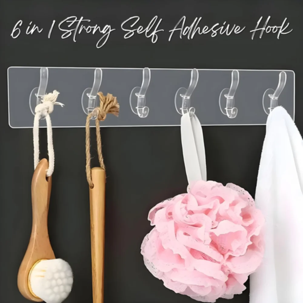 2 Pcs- 6 in 1 Strong Self Adhesive Hook