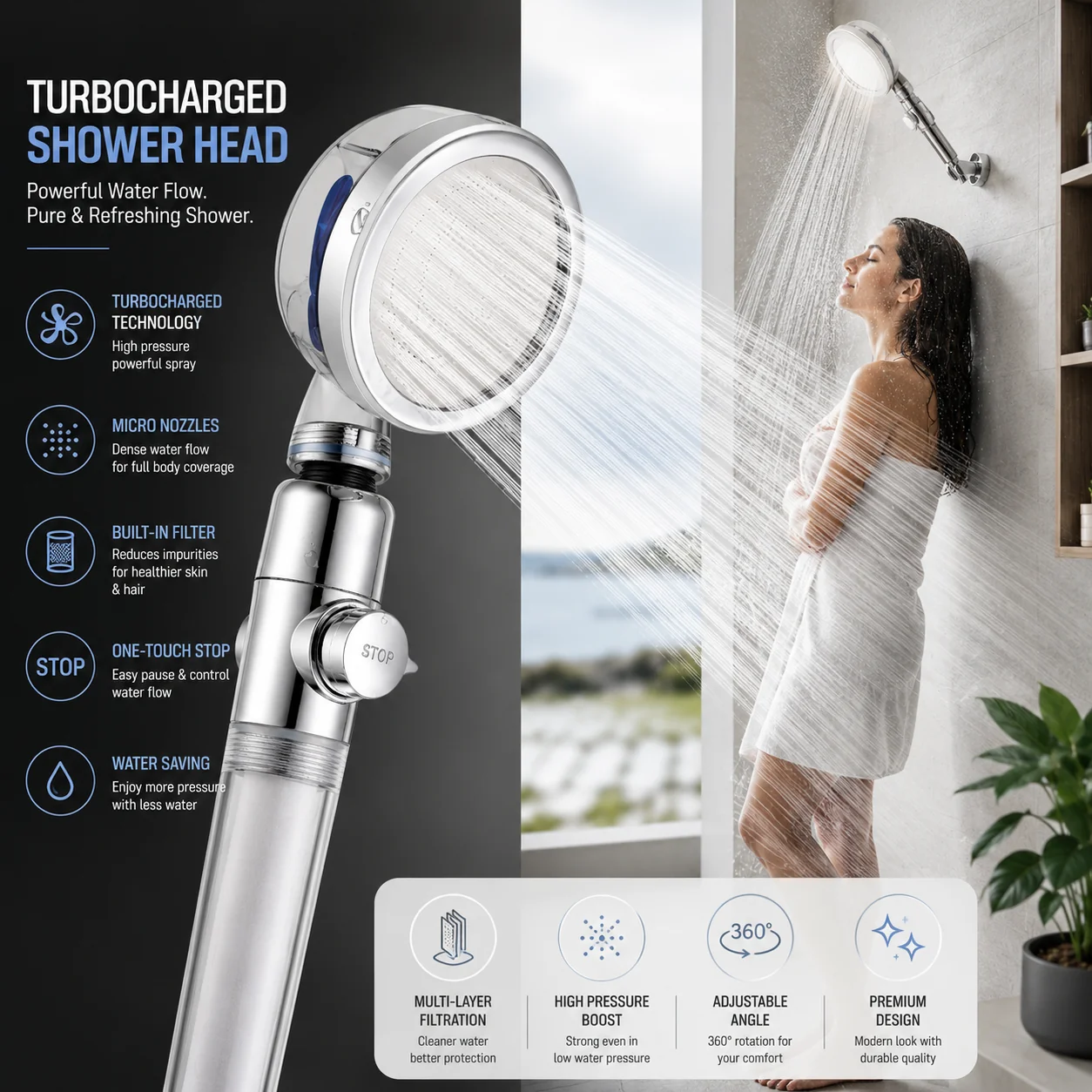 High Pressure Handheld Shower Head