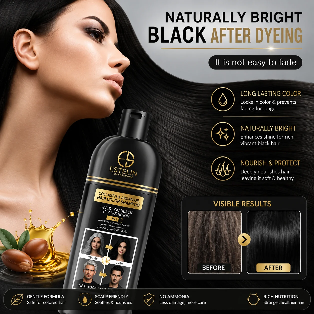 Hair Dye Shampoo with Argan Oil