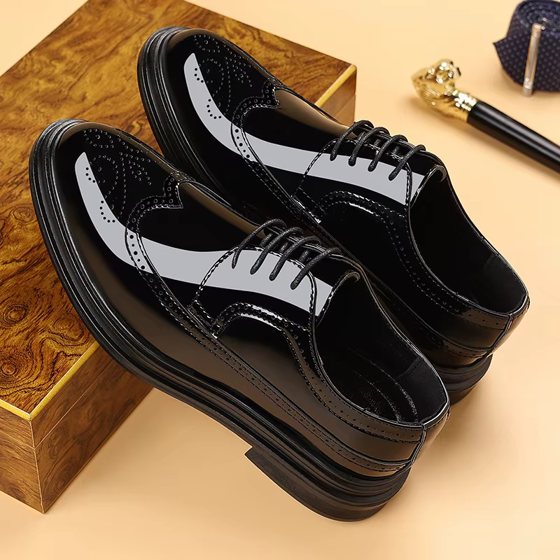 Men's Formal Brogue Oxfords - Summer PU Lace-Up Shoes