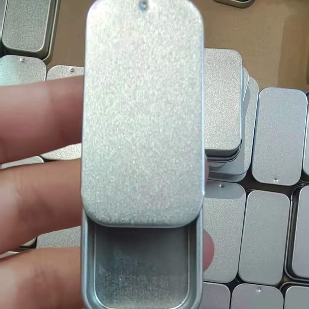Mini Rectangular Tin Box for Pills and Cosmetics - Glossy Finish
