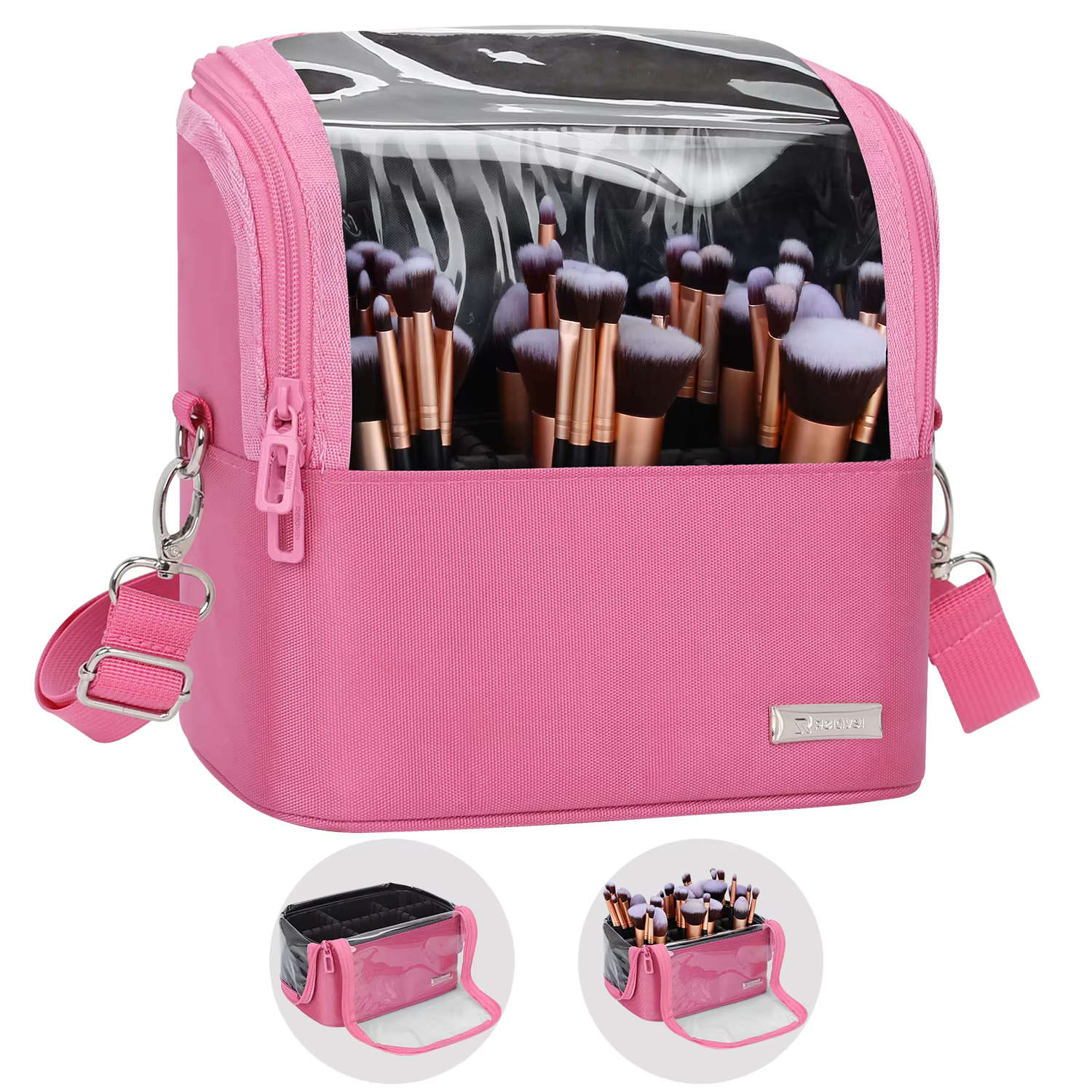 Relavel Clear Makeup Brush Case - Waterproof Nylon Organizer Bag