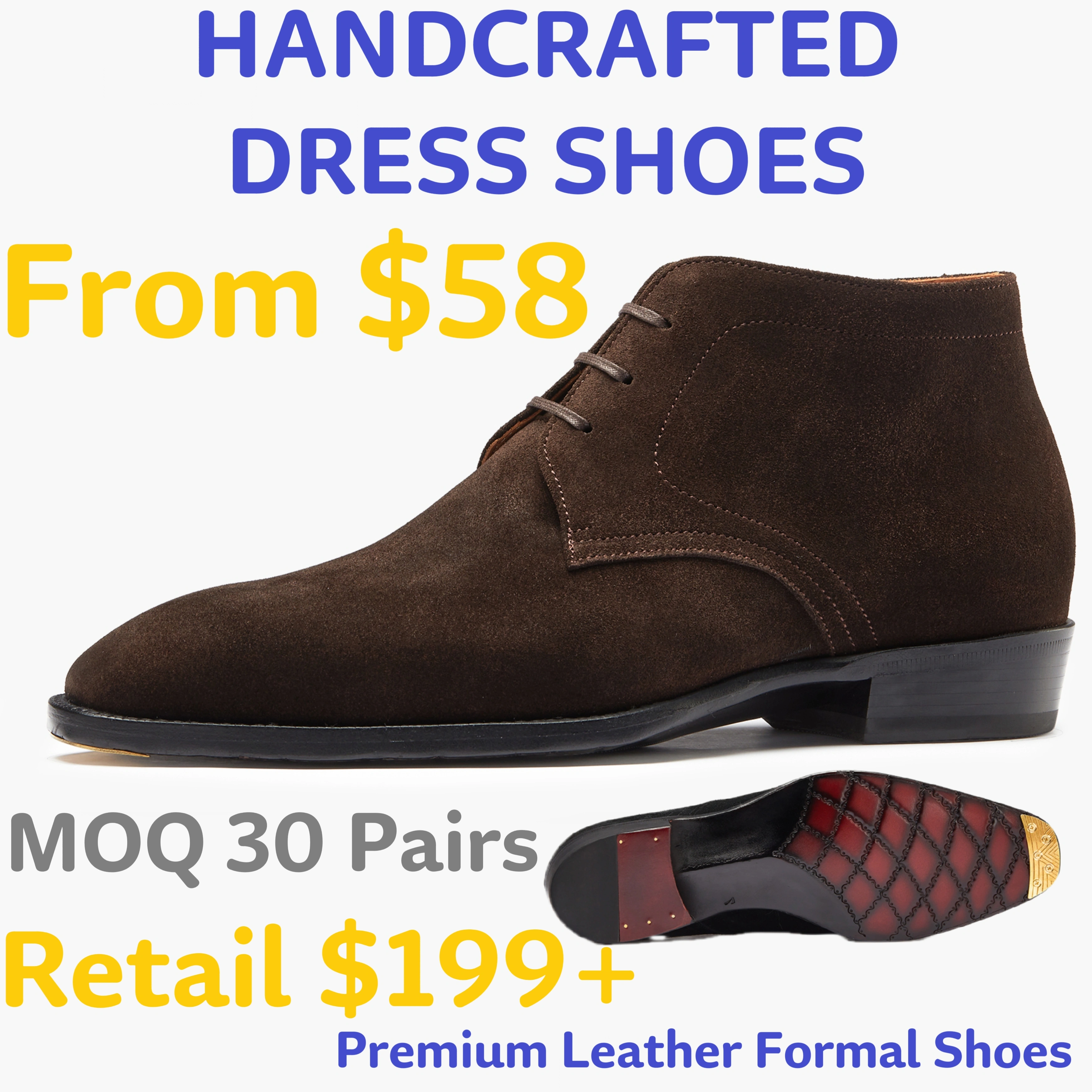 Luxury Men's Suede Chukka Boots - Premium Leather Lace-up Business Casual Shoes