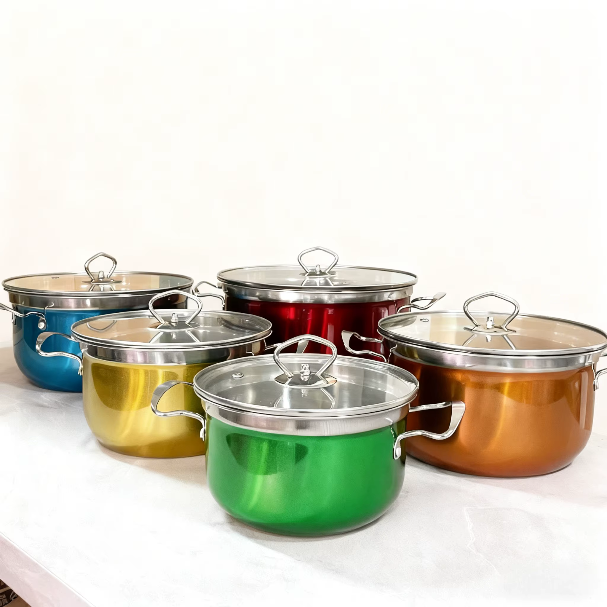TIANKANG 10pcs Stainless Steel Cookware Set with Glass Lids