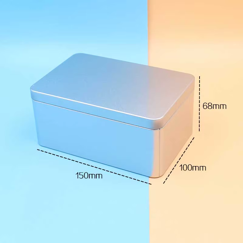 Rectangular Silver Iron Tin Box - Customizable & Recyclable