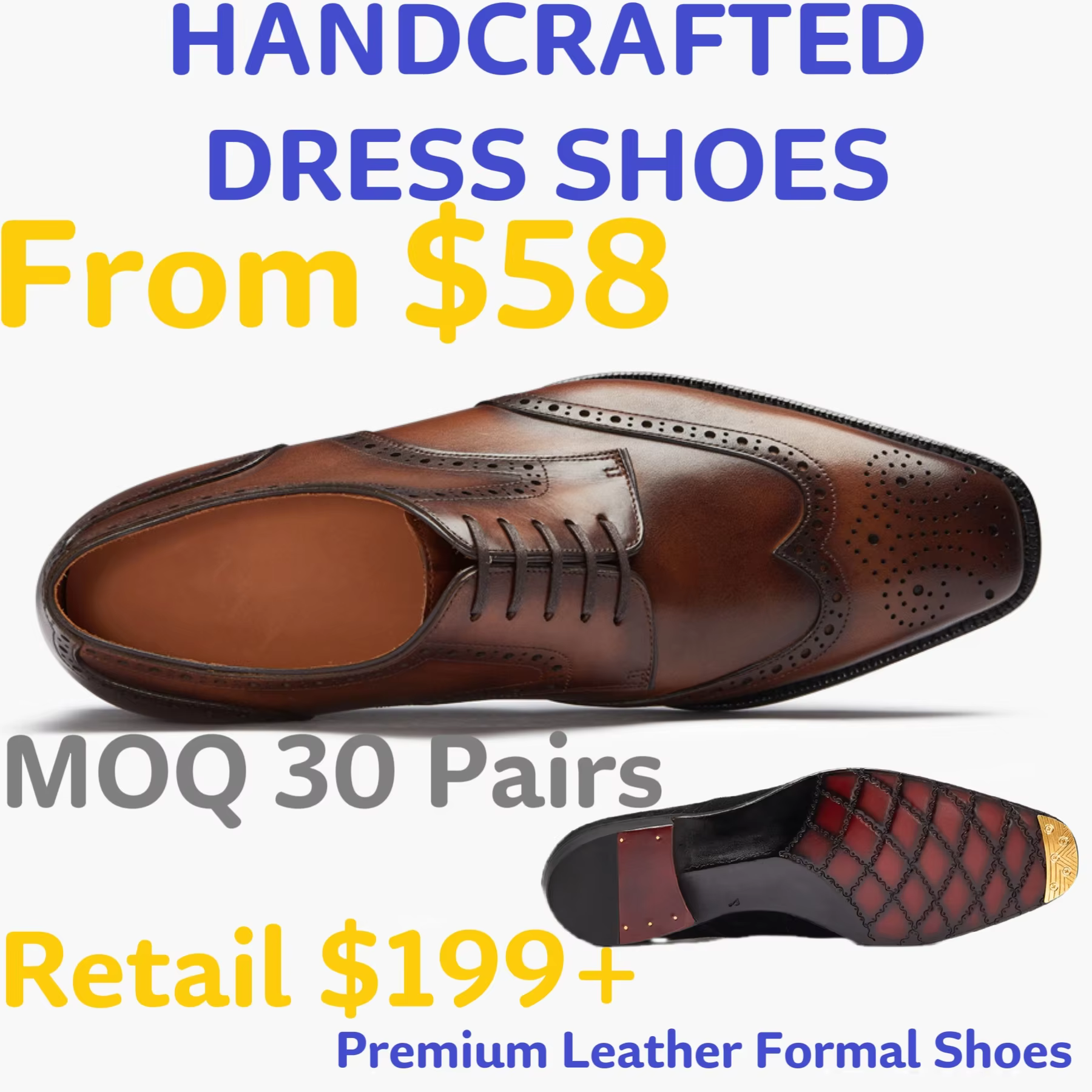 Luxury Wingtip Brogue Men's Oxford Shoes - Handcrafted Leather Formal Shoes