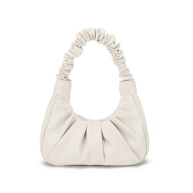 QuiteS Cloudy Pleated Dumpling Handbag for Women - Soft PU Leather