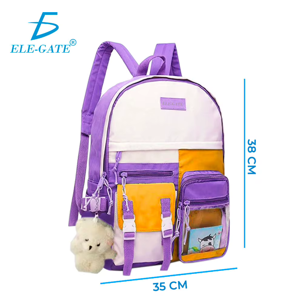 ELE-GATE Large Capacity Cartoon Backpack - Purple & Orange