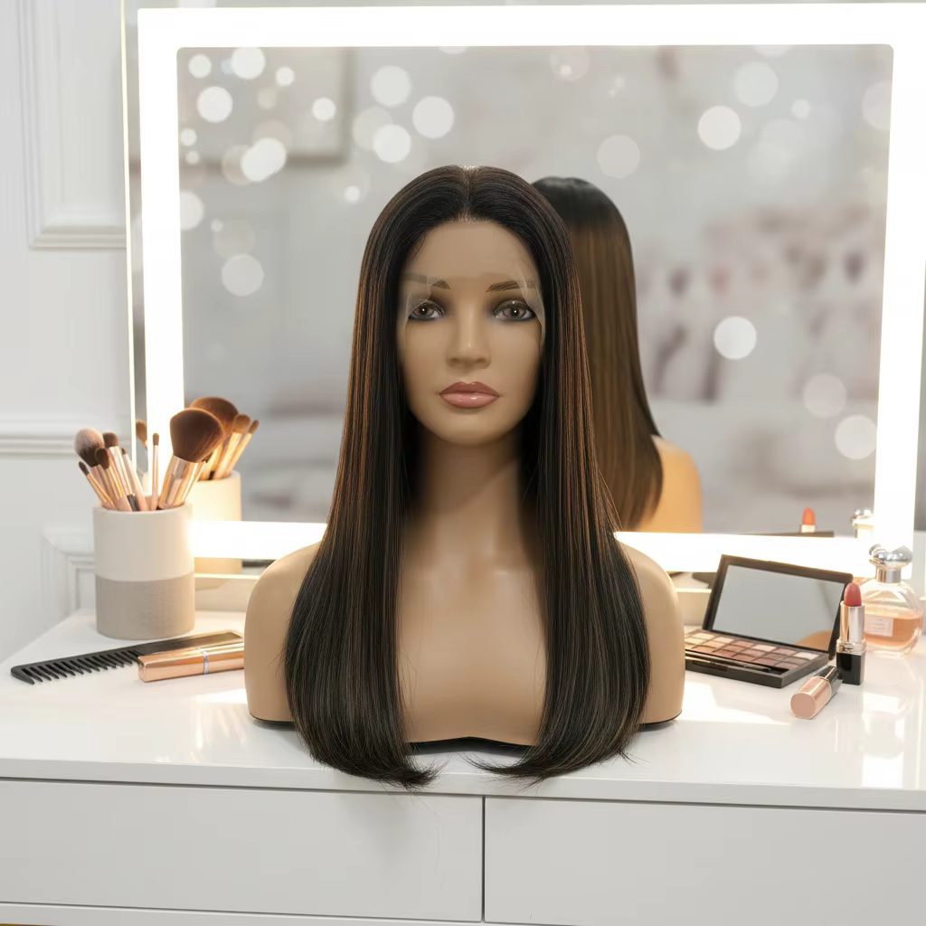 Wholesale Glueless Lace Front Wig - 18" Long Straight Human Hair