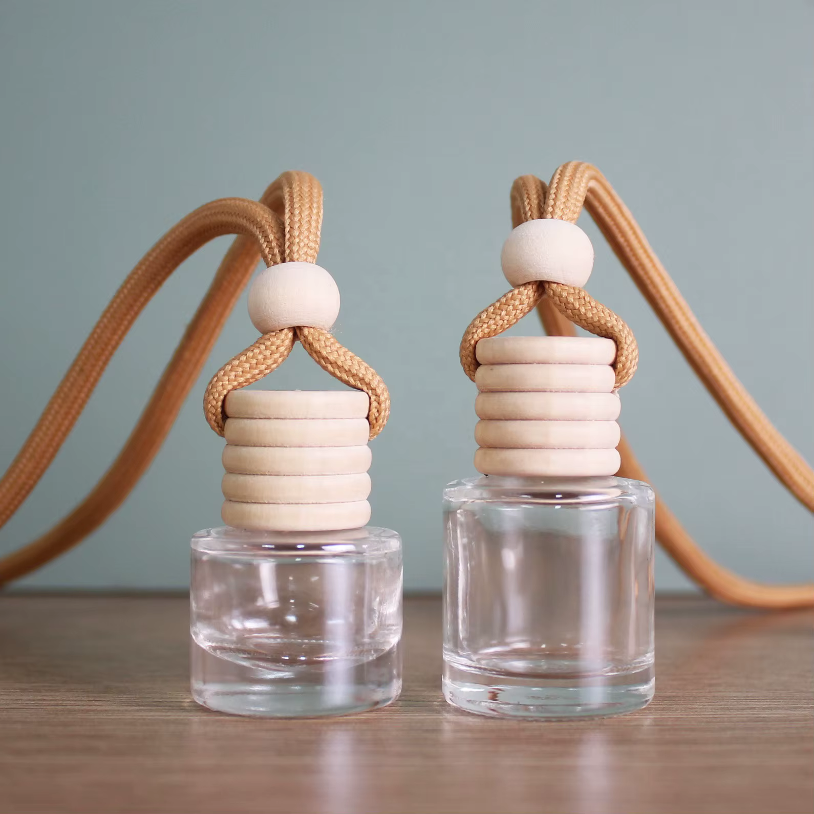 Transparent Car Air Freshener Bottle with Wooden Cap - 5ml, 8ml, 12ml