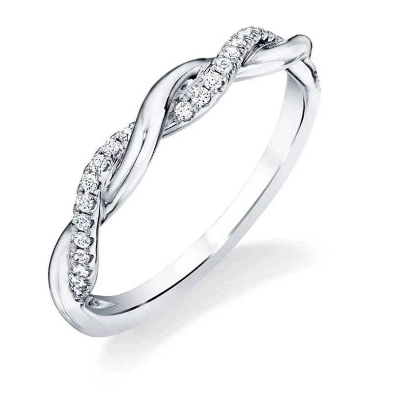 Elegant Twisted Copper Plated Ring with Zircon for Women