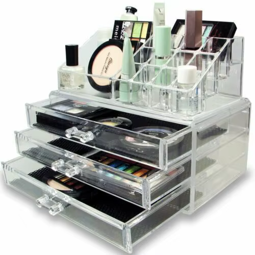 Clear Acrylic 4 Drawer Makeup Organizer - Portable Cosmetic Storage