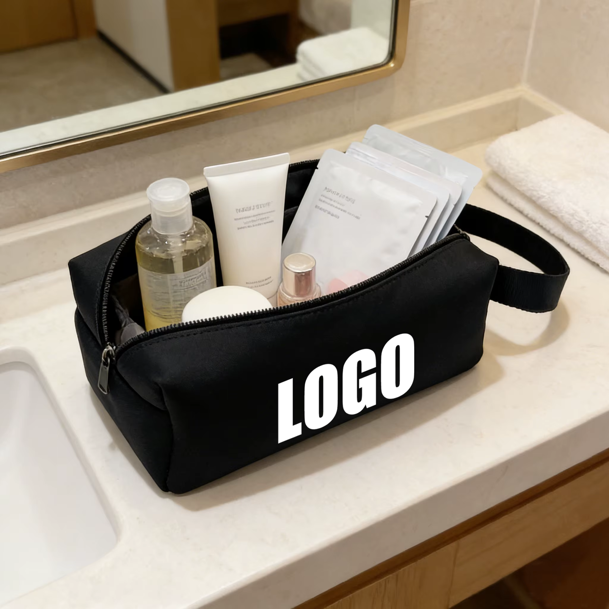 Professional Neoprene Waterproof Cosmetic Bag - Large Capacity Makeup Case