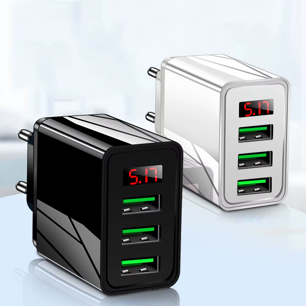 Quick Charger 3.0 USB Fast Charger - 3 Ports with LED Display