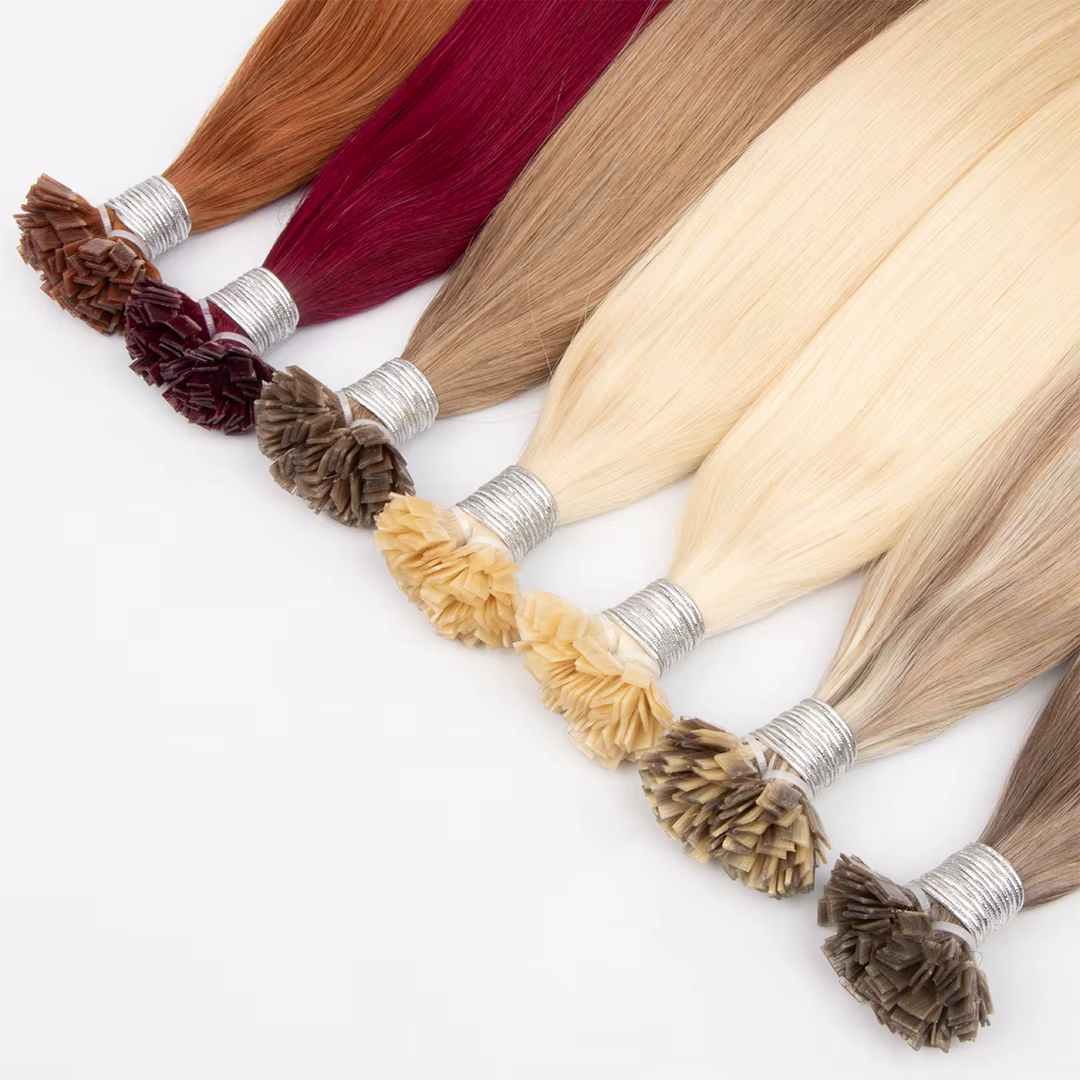 HAOHAO HAIR 100% Remy Human Hair Extensions - Straight, Flat Tip, Multiple Colors
