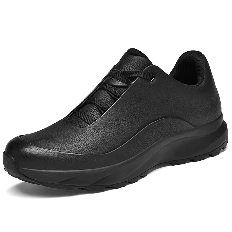 Men's Pure Cow Leather Casual Sneakers - Handmade, Soft-Sole, Black