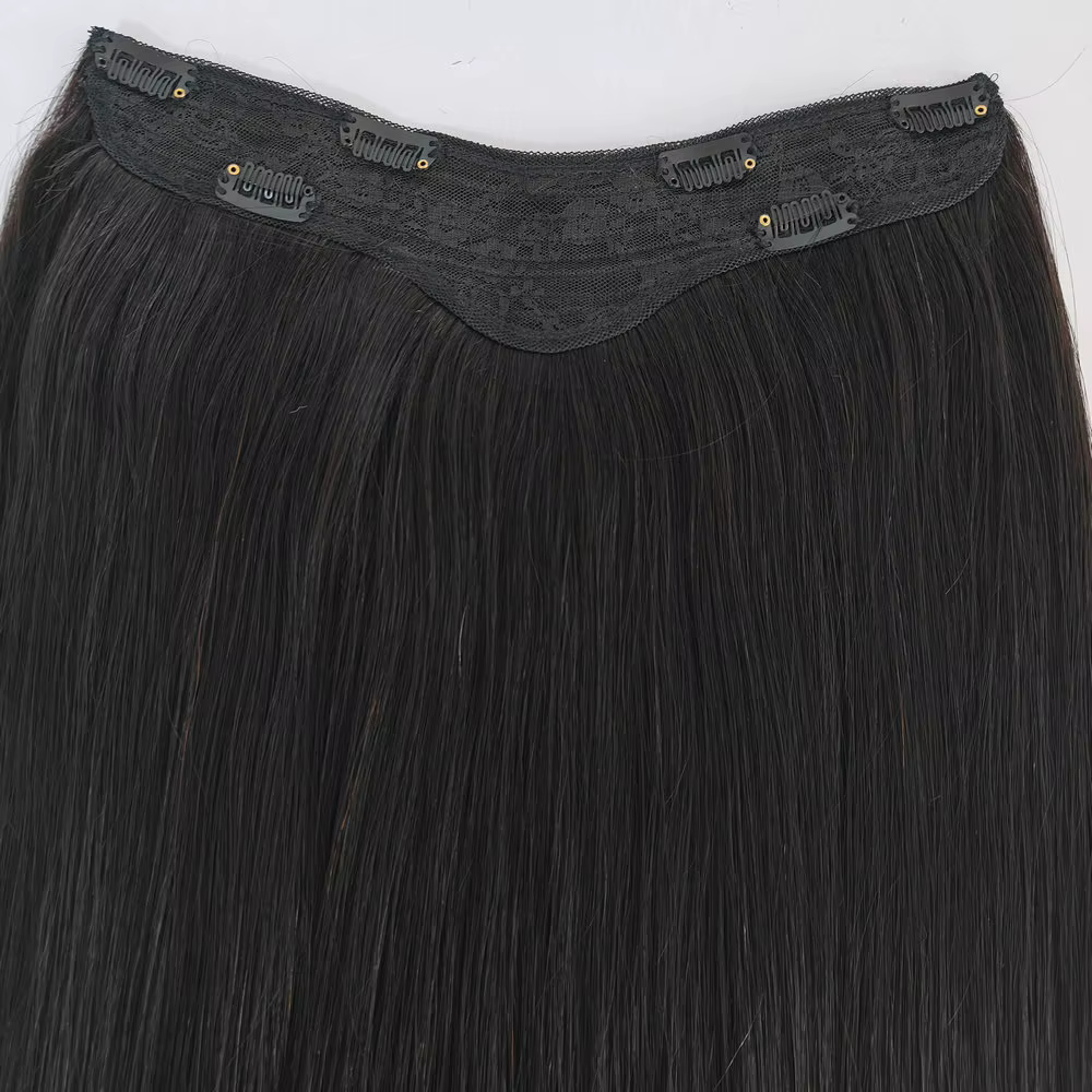 V Part Clip In Human Hair Extensions - Silky Straight Remy Hair