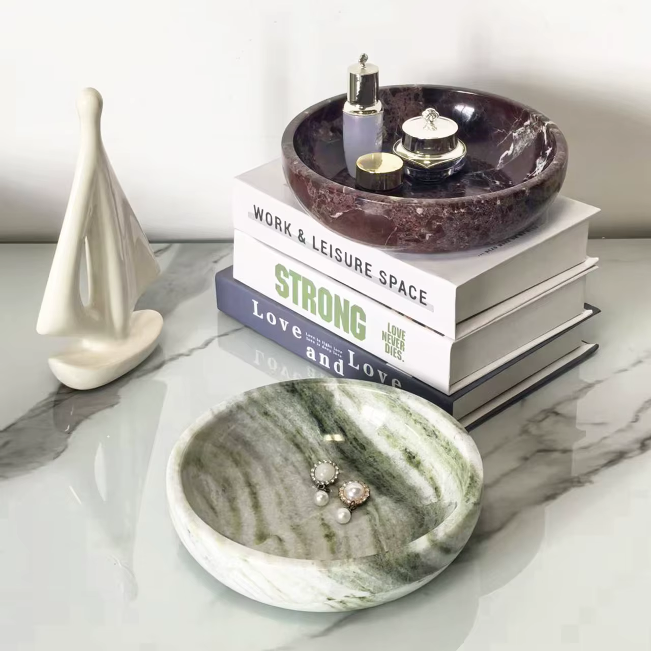 7.9'' Natural Marble Tray for Jewelry & Cosmetic Display - Green
