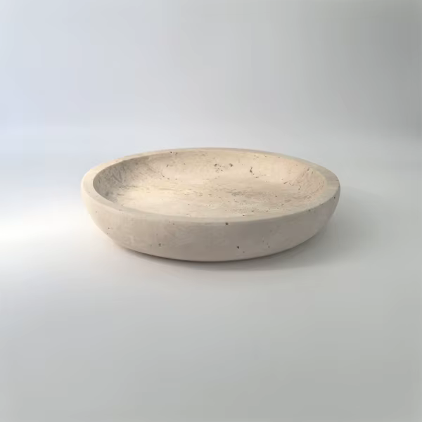 5.5" Natural Marble Round Tray - Elegant Decor for Home & Office