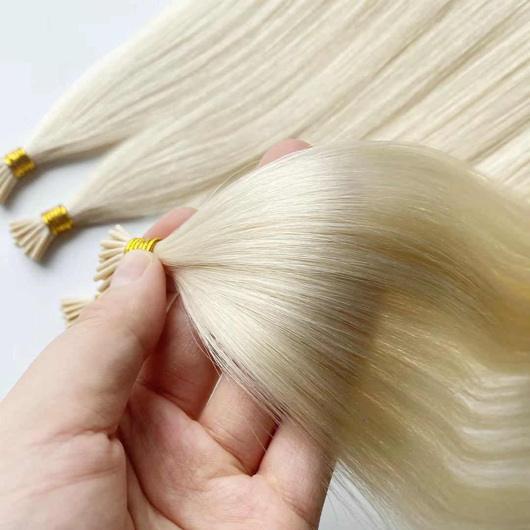 Direct Factory Double Drawn Virgin I Tip Human Hair Extensions - 18" Blonde