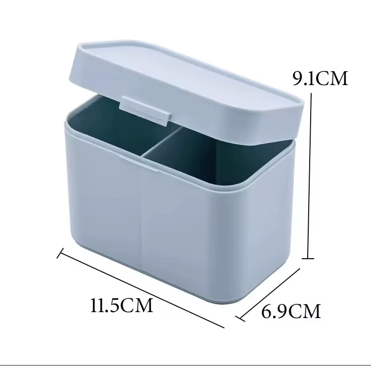 Portable Plastic Cosmetic Storage Box with Lid - 2-Grid Organizer