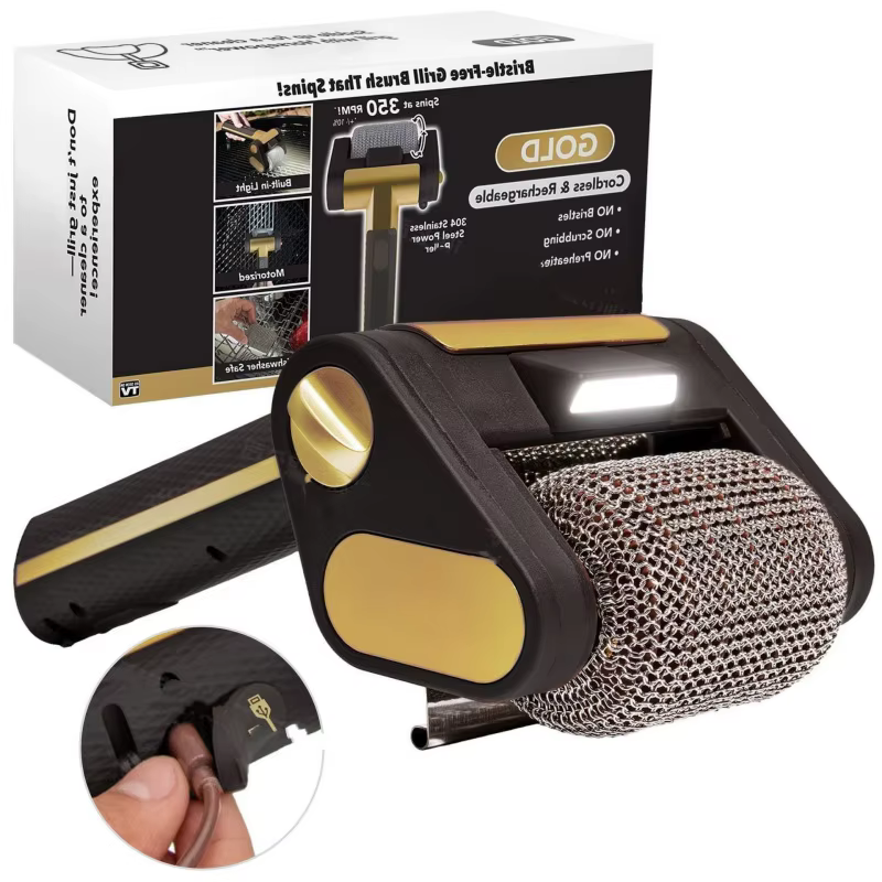 304 Stainless Steel Roller Barbecue Brush with LED Light