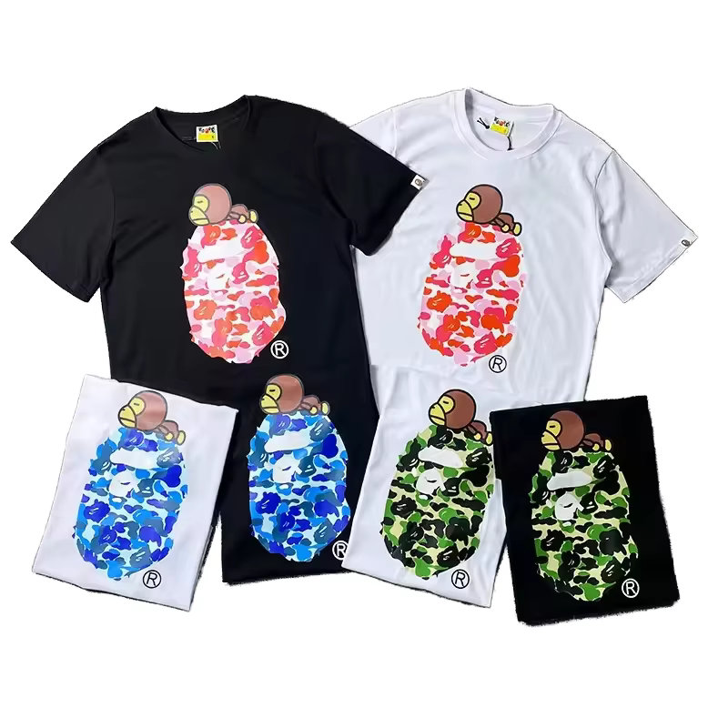 A Bathing Ape Cartoon Printed Logo T-Shirt - 100% Cotton, Regular Fit