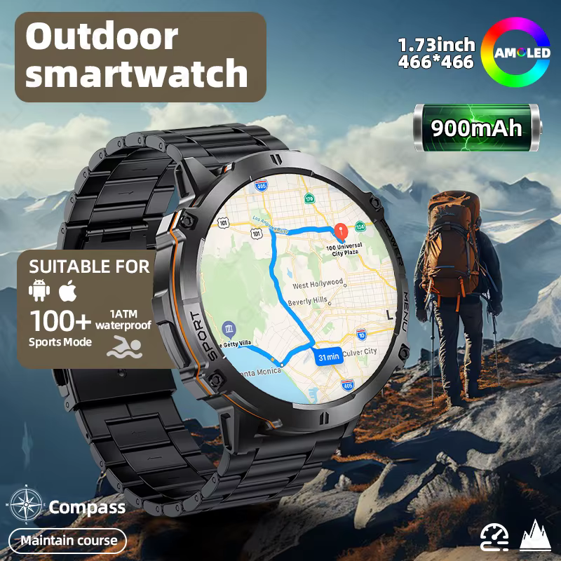LIGE BWX3 Smartwatch - 1.73" AMOLED, 100+ Sports Modes, 900mAh Battery