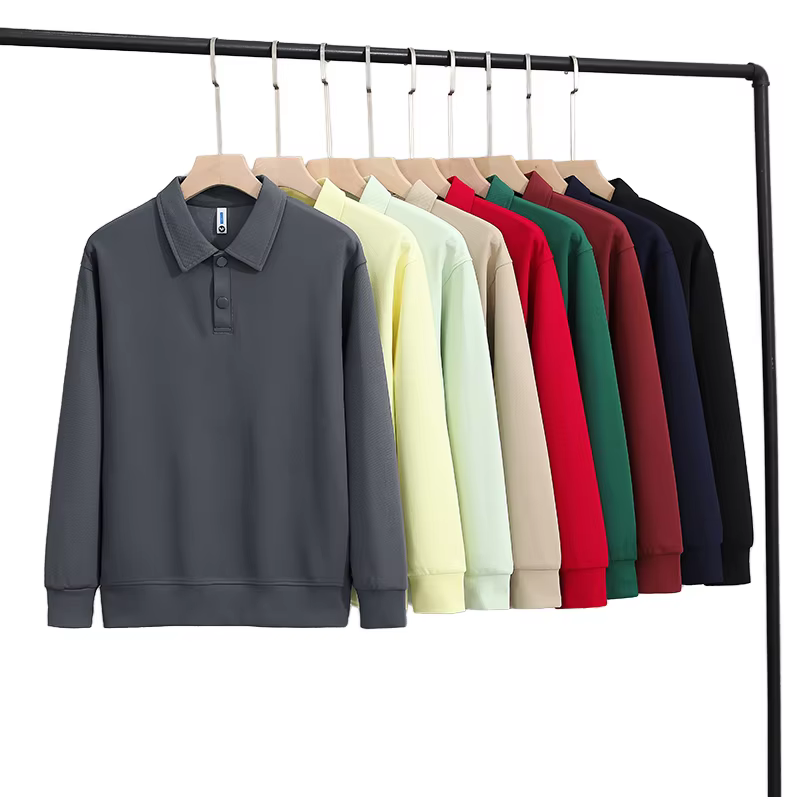 Custom Printed Men's Long Sleeve Polo Shirt - Breathable & Comfortable