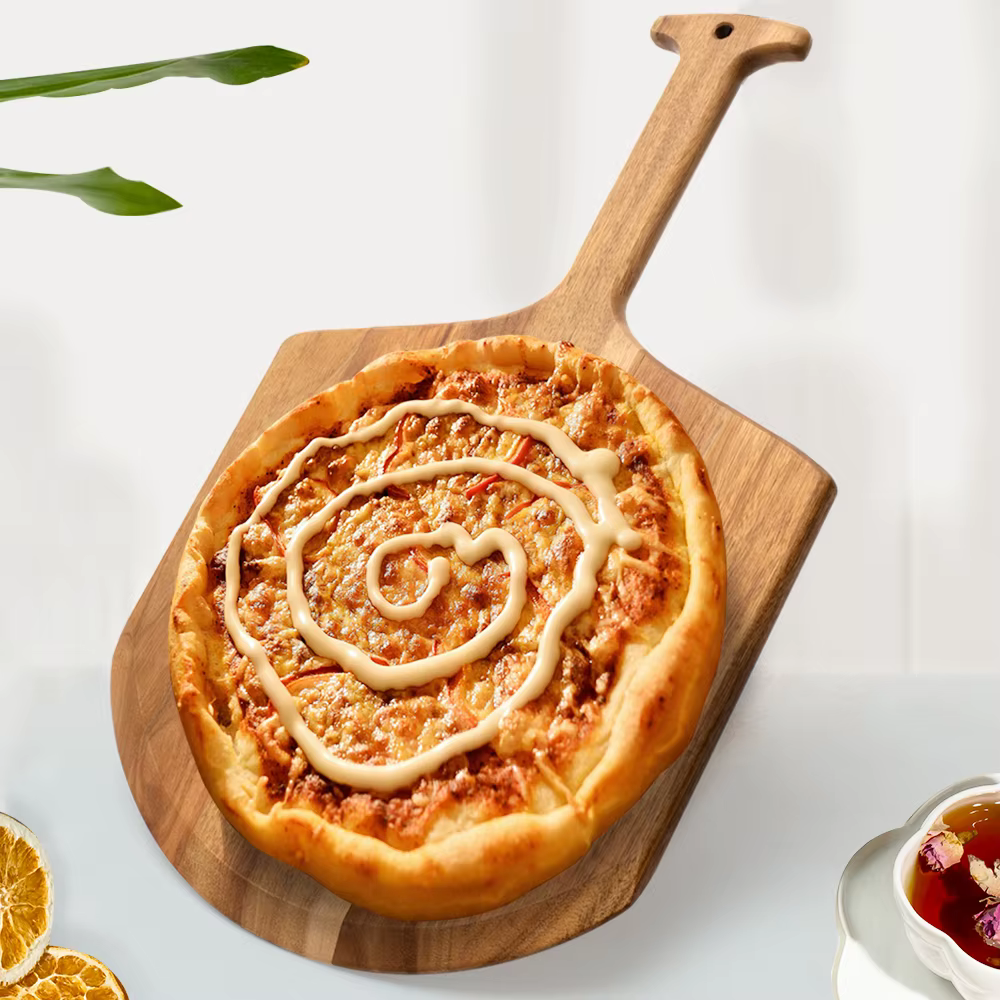 14-Inch Premium Acacia Wood Pizza Peel - Durable Serving Board