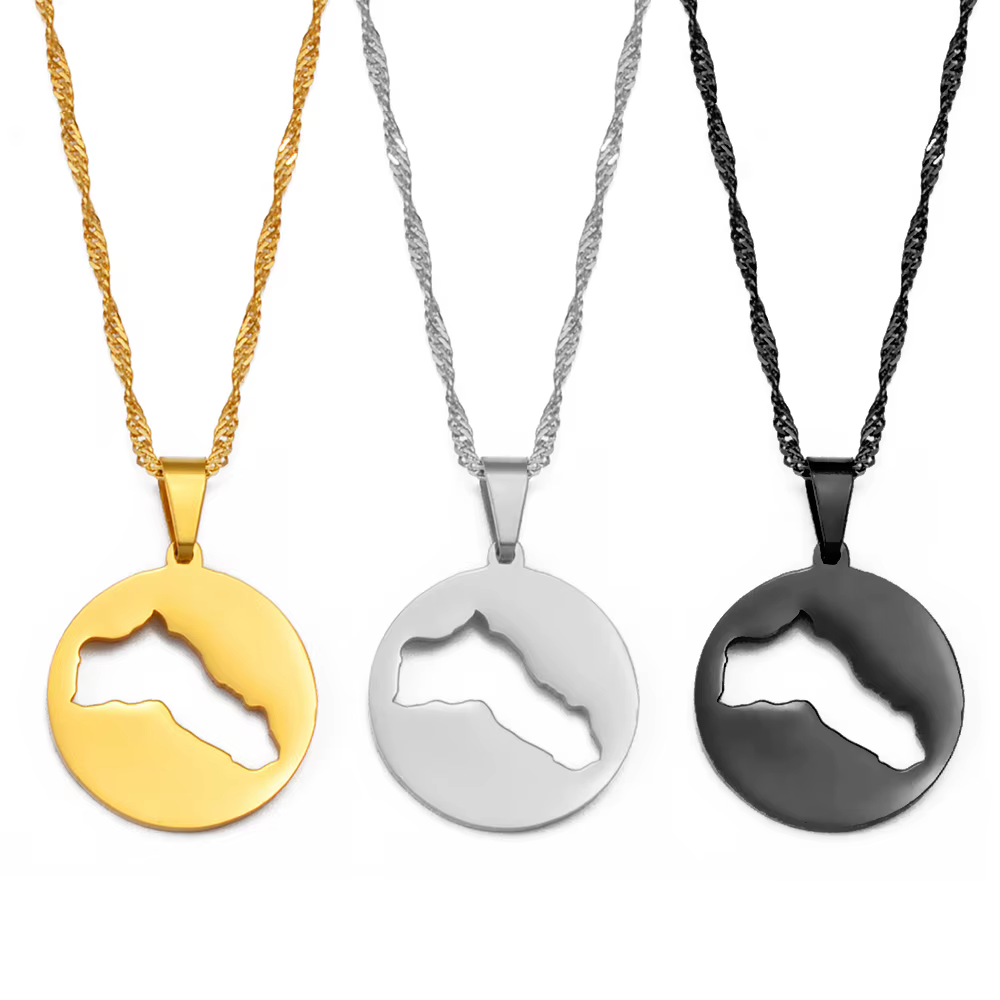 Anniyo Kurdistan Pendant Necklace - Stylish Stainless Steel Jewelry