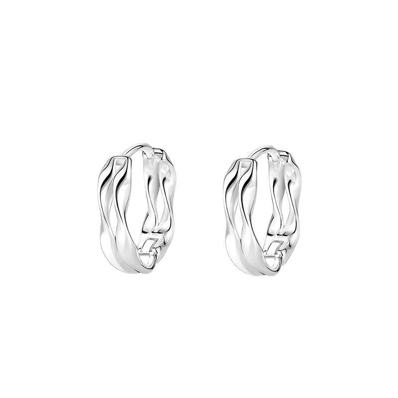 925 Sterling Silver Trendy Hoop Earrings for Women - EK388