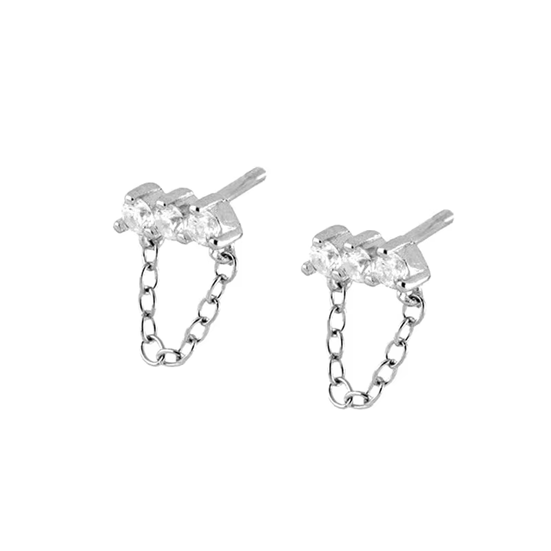 925 Sterling Silver Gold Plated Zircon Stud Earrings for Women