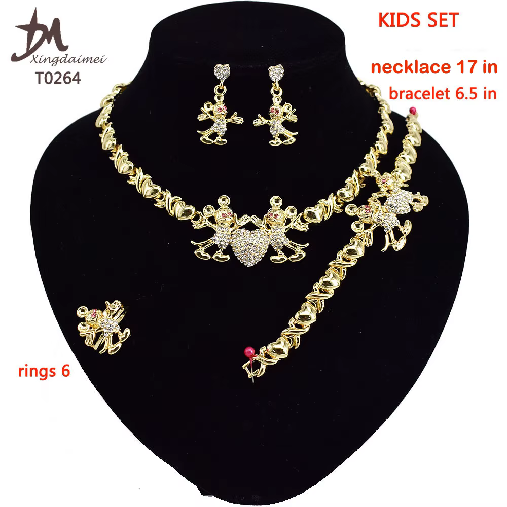 Xingdaimei T0264 Kids Jewelry Set - 18K Gold Plated, Adjustable