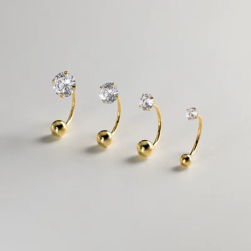 Elegant 925 Sterling Silver Gold Color CZ Zircon Earrings for Women