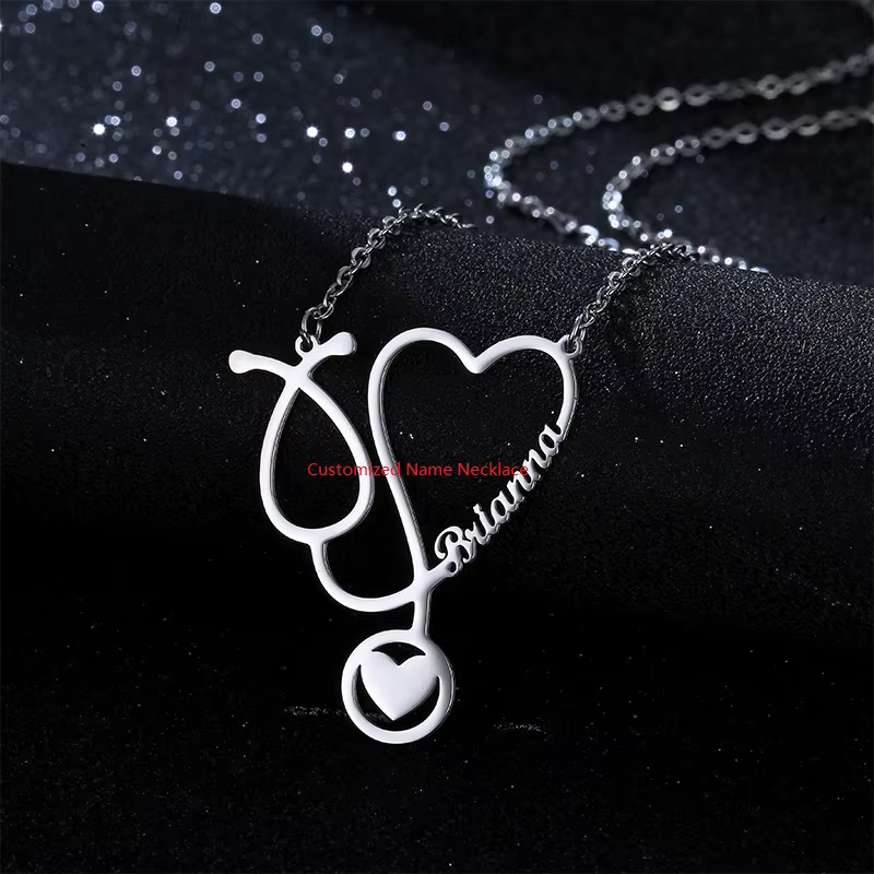 Personalized Stethoscope Necklace - Custom Name Jewelry for Nurses & Doctors