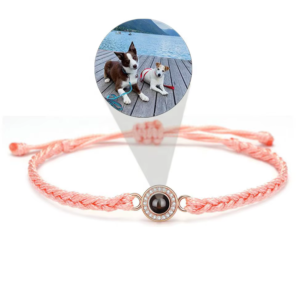 Custom Circle Photo Projection Bracelet - Unique Gift for Couples