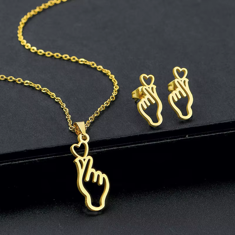 Fashion Stainless Steel Necklace Earring Set - Various Patterns