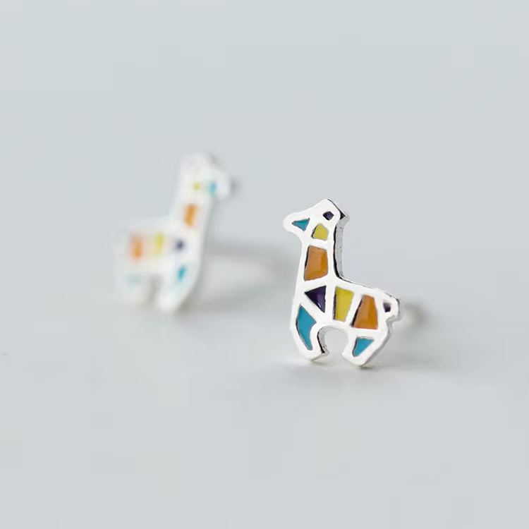 925 Sterling Silver Giraffe Stud Earrings for Women & Girls - Trendy Fashion Jewelry