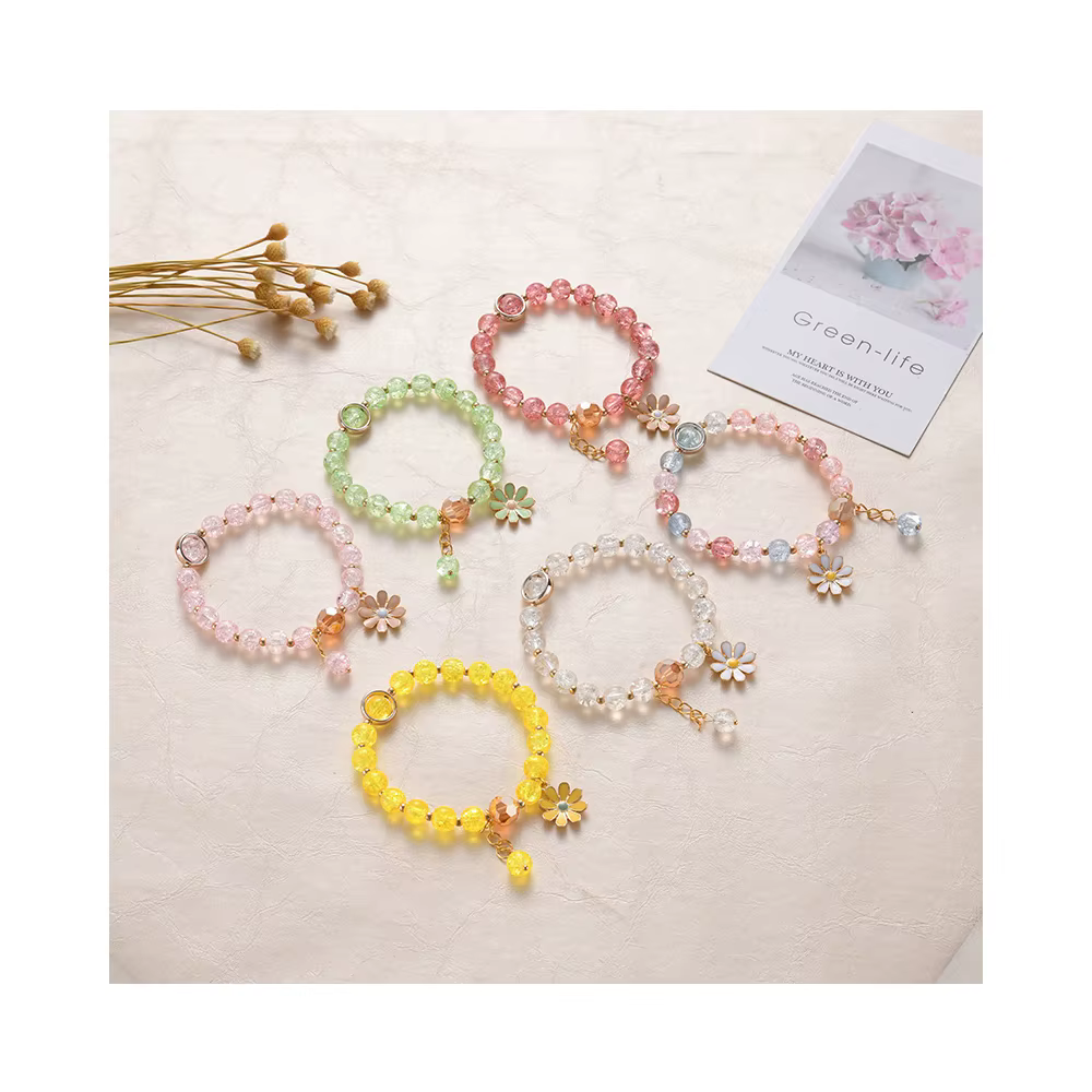 Trendy Daisy Crystal Bracelet - Floral Beaded Jewelry