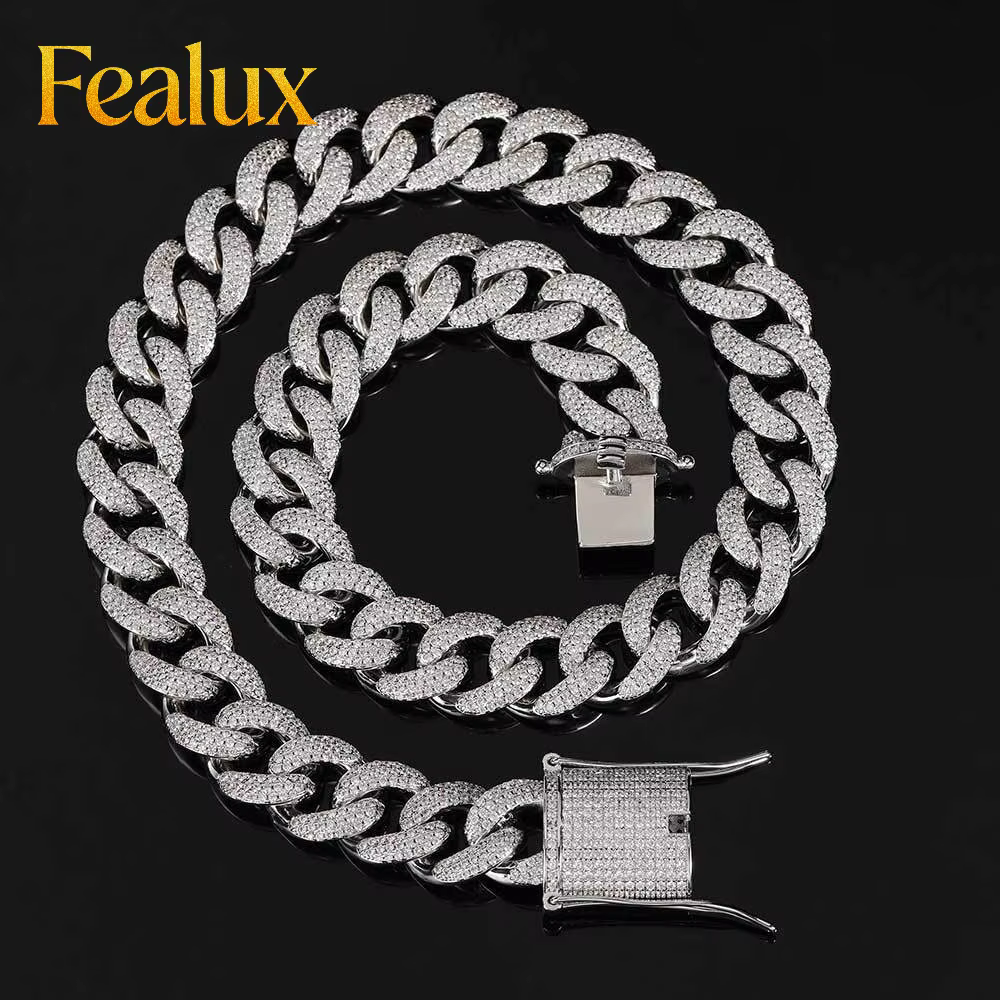 Fealux Iced Out Cuban Link Chain Necklace - Customizable Luxury Jewelry