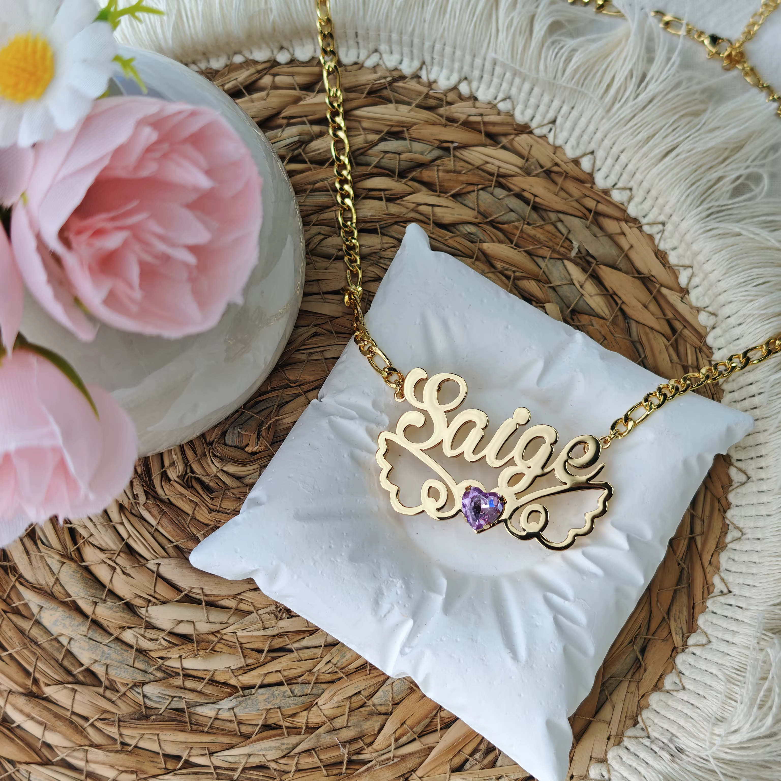 QIUHAN Angel Wings Love Zircon Jewelry Set - Custom Gold Plated