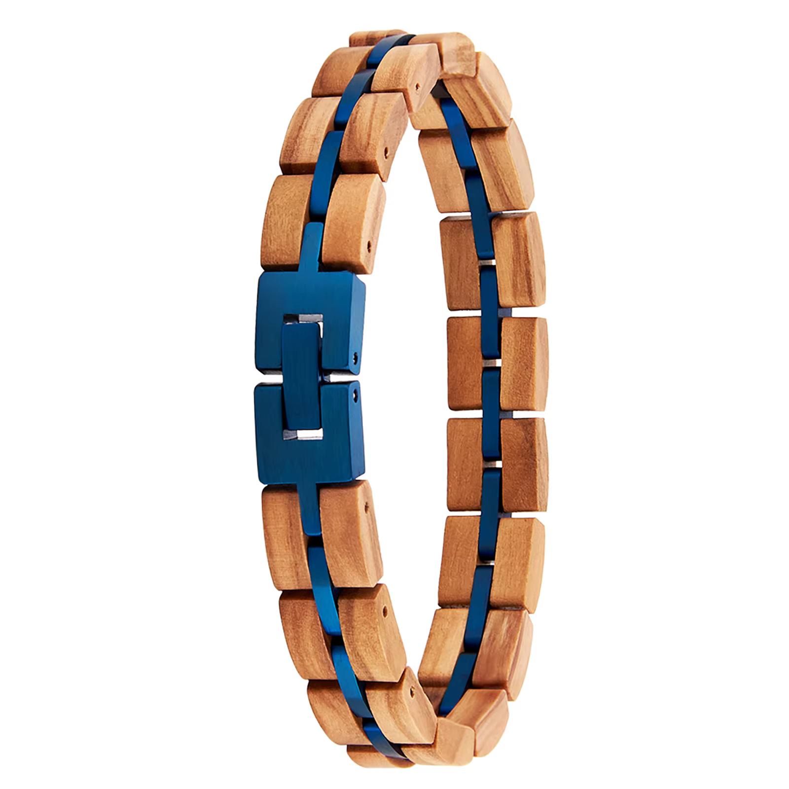 DODO DEER Adjustable Wood Bracelet with Black Blue Plated Stainless Steel